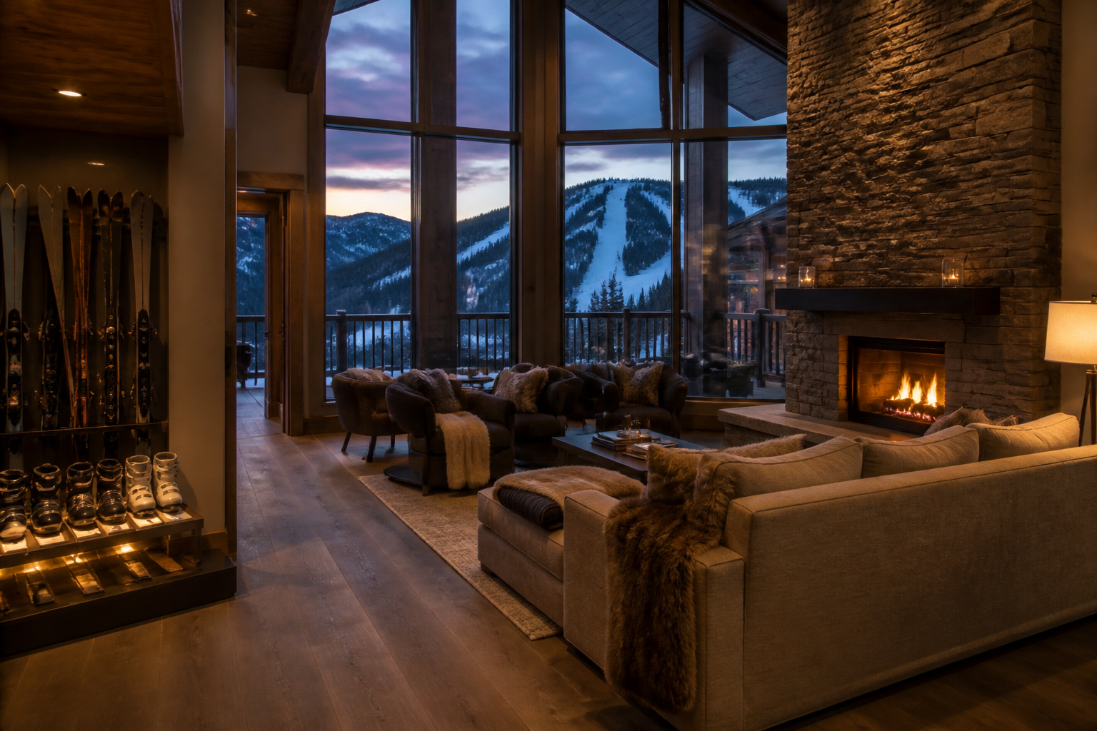 Vacation rental cabin in Big Sky Montana with views of the surrounding mountains