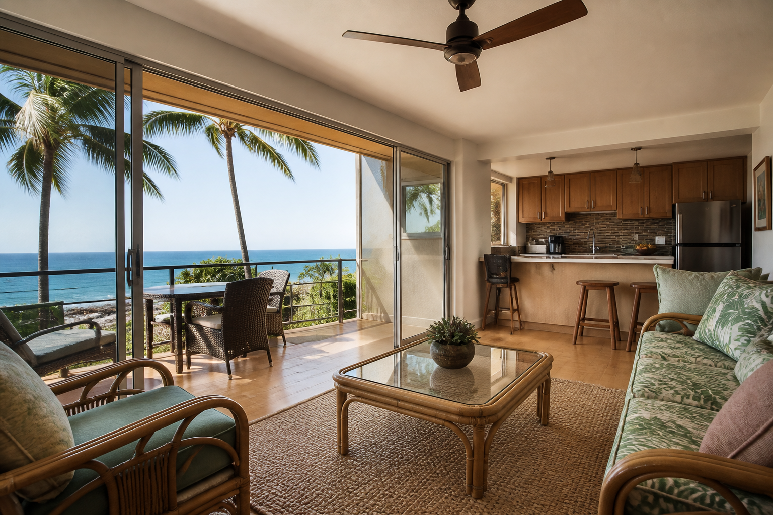 Oceanfront vacation rental condo in Kihei, Maui with private lanai and ocean view