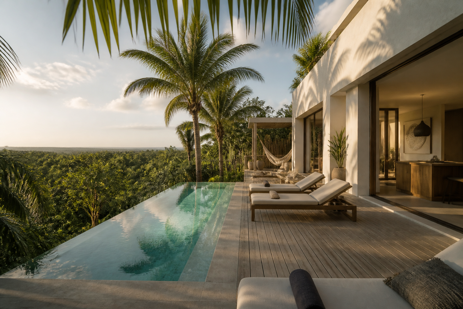Luxury vacation rental villa in Mexico with a private pool and tropical garden surroundings